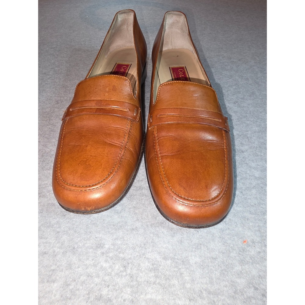 Cole Haan Brown Leather Loafers Block Heel Comfortable Classic Womens Shoes